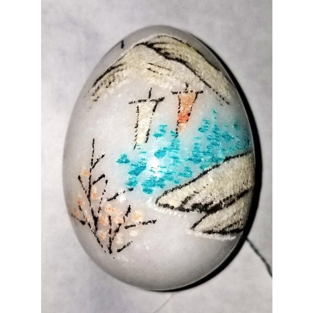 Japanese 1950s Etched Japanese Marble Eggs- a Pair For Sale - Image 3 of 6