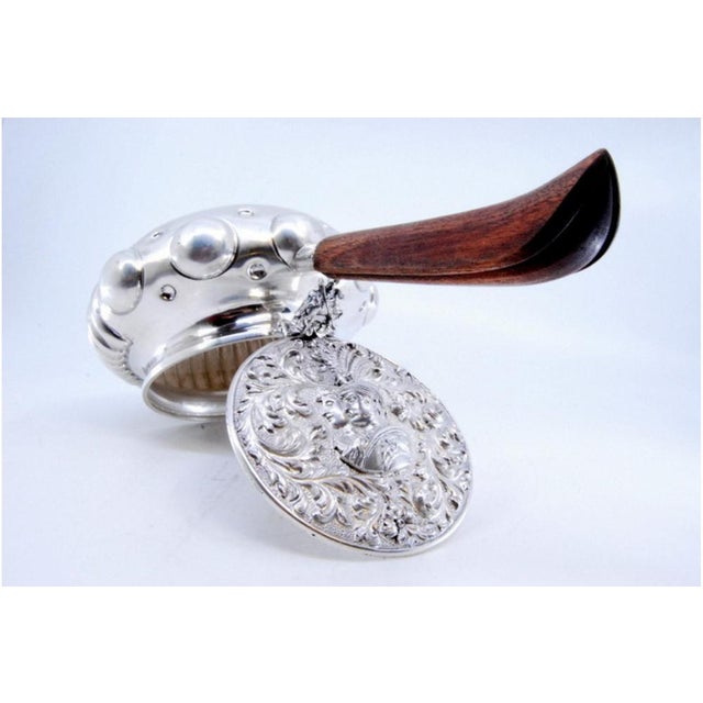 Silver Whisk with Wooden Handle, Embossed Lid and Fluted Tank, in Very Good conditions. Designed 1920 to 1949 This piece...