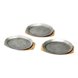 Mid Century Modern Fred Roberts Japanese Aluminum and Wood Steak Platters - 6 Pieces