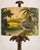 Neoclassical Tropical Heron Bamboo-Style Shade on Neoclassical Palm-Frond Table Lamp For Sale - Image 3 of 5