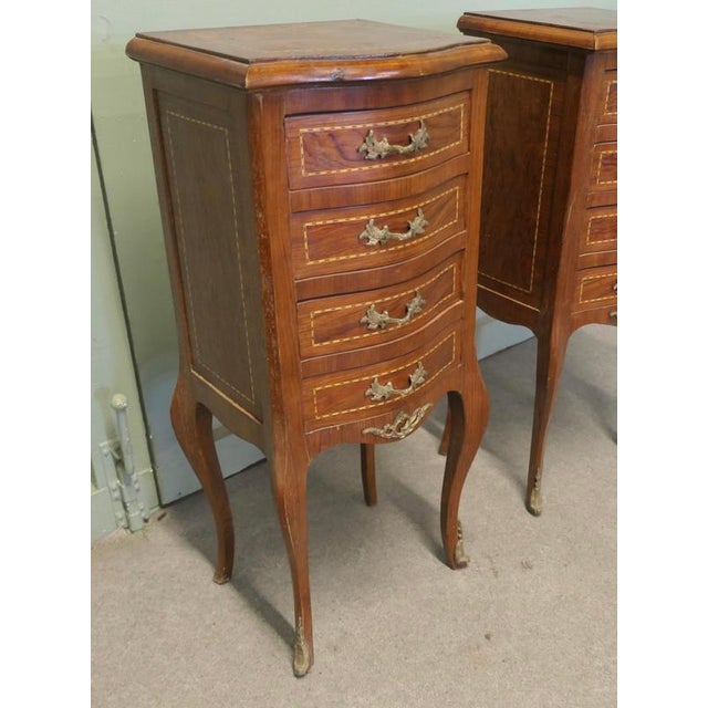 A Pair of Tall French Four Drawer Ormolu Side Lockers These are wonderful little chests, they each have 4 drawers with...