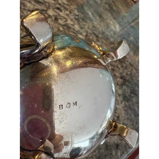 Mid 20th Century Sterling Silver Tray With Milk and Sugar Bowl - Set of 3 For Sale - Image 9 of 9