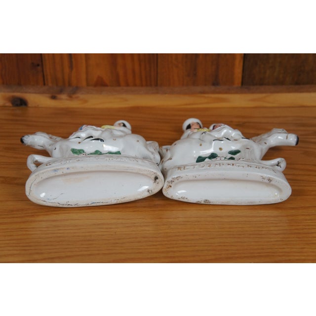 Antique Staffordshire Going to Market Returning Home Horseback Figurines- Set of 2 For Sale - Image 4 of 12