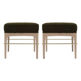 Set of 2 Linear Stools in White Oak Series 18 For Sale