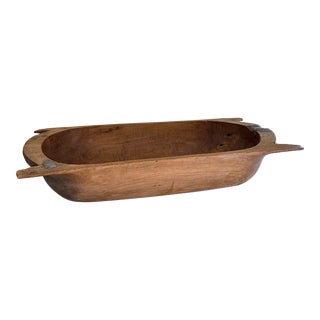 Large Vintage Hand Carved Dough Bowl For Sale