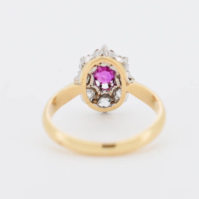 Marguerite Acarin Marguerite Ring Gold, Diamonds and Ruby Circa 1900, Size 4.5 For Sale - Image 4 of 5