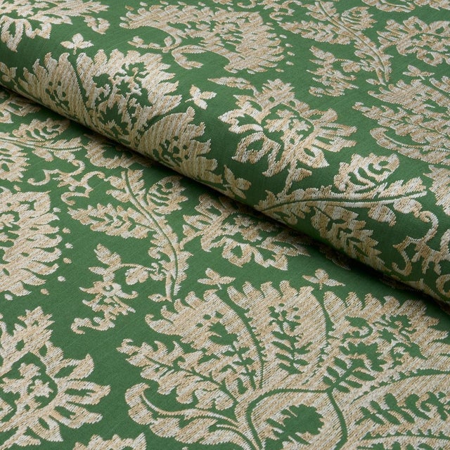 Schumacher Schumacher Gianna Embroidery Fabric In Emerald For Sale - Image 4 of 5