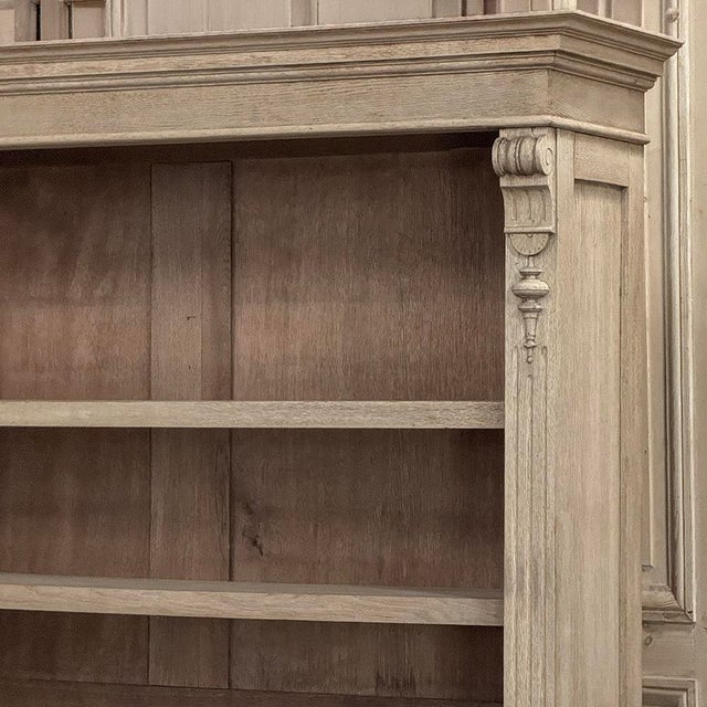 Antique Dutch Neoclassical Open Bookcase in Solid Stripped White Oak For Sale - Image 11 of 18