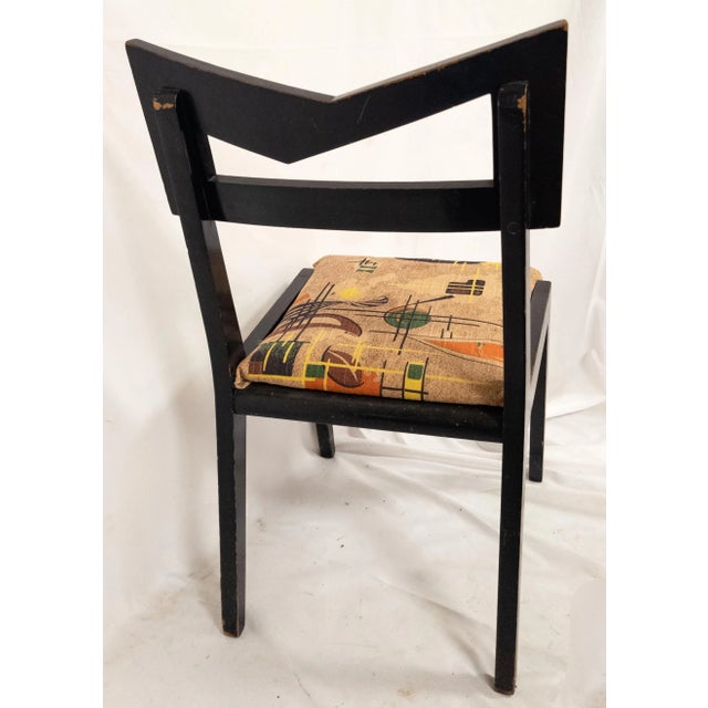 Mid 20th Century Mid-Century Funky Art Deco Black Painted Decorative Side Chair For Sale - Image 5 of 12