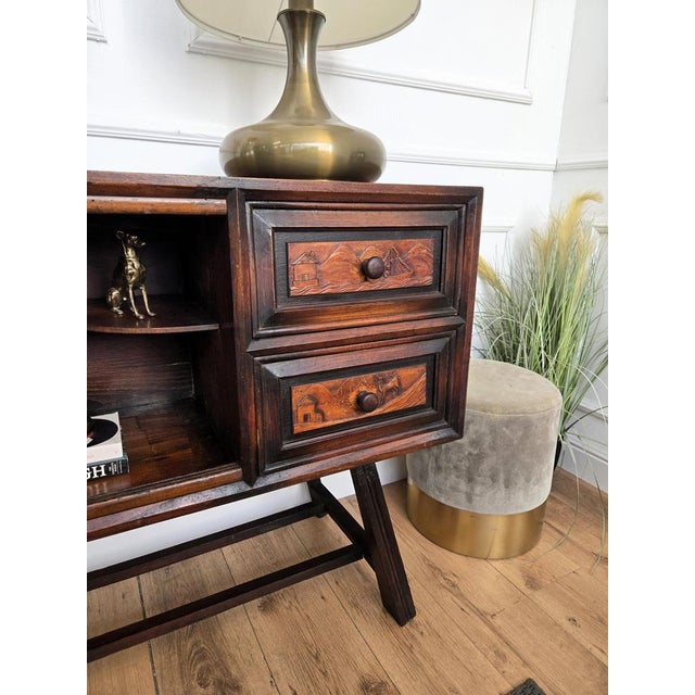 Antique Italian Rustic Folk Art Carved Sideboard, 1890s For Sale - Image 6 of 12