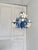 French Blue and White Tole Floral Cage 4-Light Chandelier, 1970s For Sale - Image 4 of 15