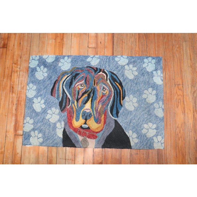 Late 20th Century Zabihi Collection American Hook Dog Rug - 2' x 2'11" For Sale In New York - Image 6 of 6