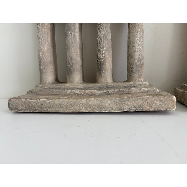 Pair of vintage neoclassical temple-form architectural models crafted in plaster or cast stone with a beautifully...
