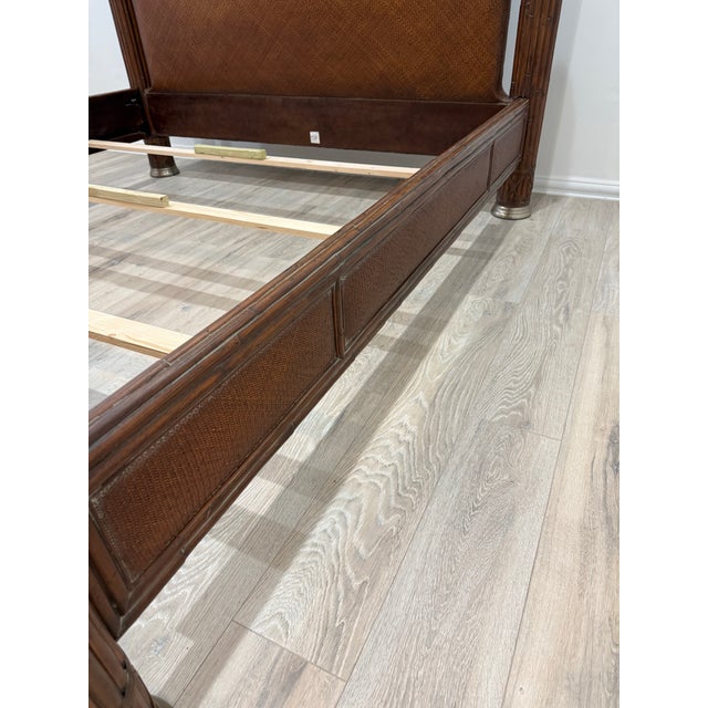 Attributed Thomasville Ernest Hemingway Kilimanjaro Collection King Size Rattan Bed For Sale - Image 10 of 12