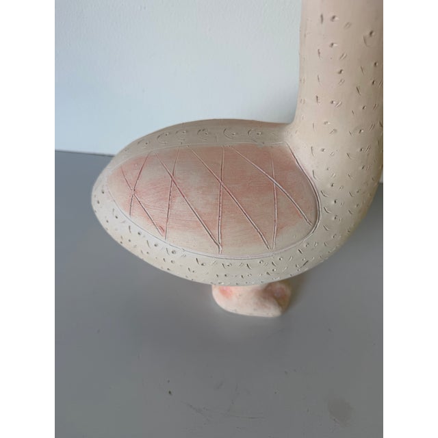 Abstract Vintage Handcrafted Ceramic Duck Sculpture in Soft Pink & Cream For Sale - Image 3 of 12