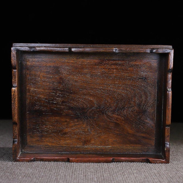 Vintage Rosewood Carved Rectangular Tray / Scholar's Display Stand For Sale - Image 10 of 10