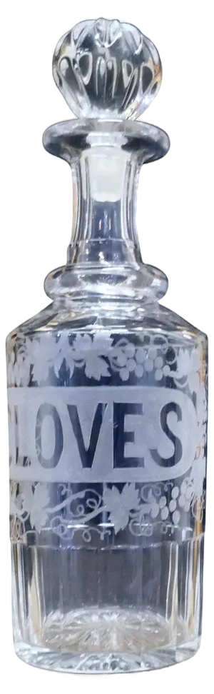 Victorian Etched Crystal Cloves Decanter, 1880s