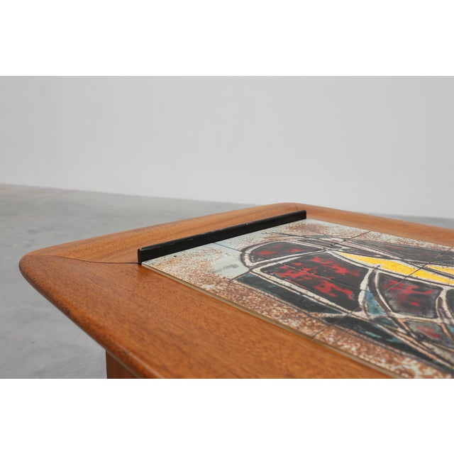 Mid-Century Modern Model 210 Bar or Coffee Table in Teak with Ceramic Tiles by Alfred Hendrickx for Belform, 1950s For Sale - Image 3 of 18