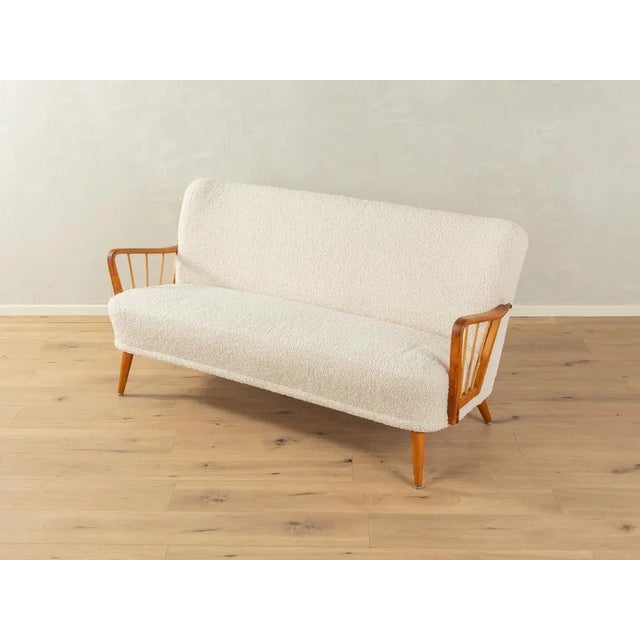 Sofa in White Teddy Upholstery, 1950s For Sale - Image 9 of 9