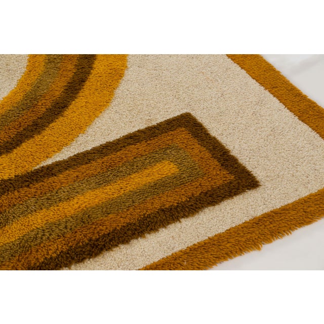 Mid-Century Modern Vintage Swedish Geometric Wool Rug in Brown Hues by Rug & Kilim, 1950-1959 For Sale - Image 3 of 10