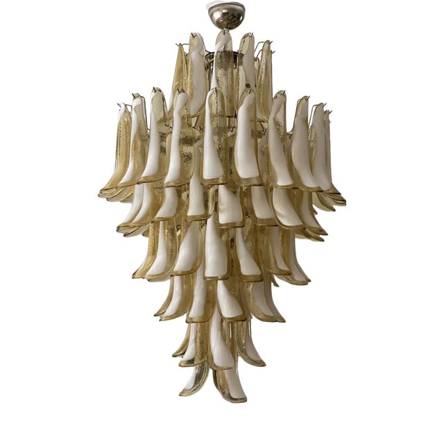 Honey Colored Murano Chandelier in Mazzega Style For Sale