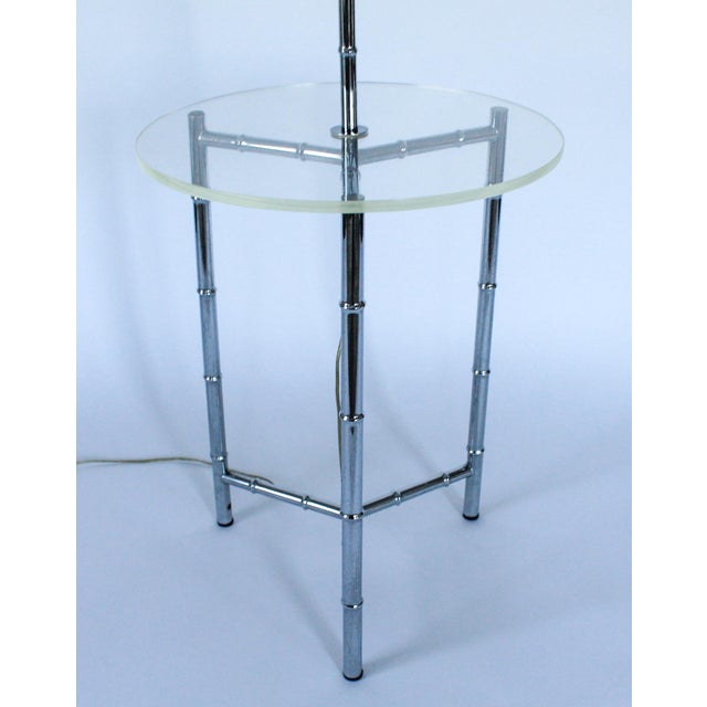 Mid 20th Century Mid-Century Chrome & Lucite Faux Bamboo Floor Lamp For Sale - Image 5 of 11