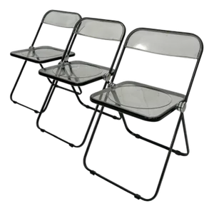 Vintage Black Plia Folding Chair by Giancarlo Piretti for Anonima Castelli, 1960s