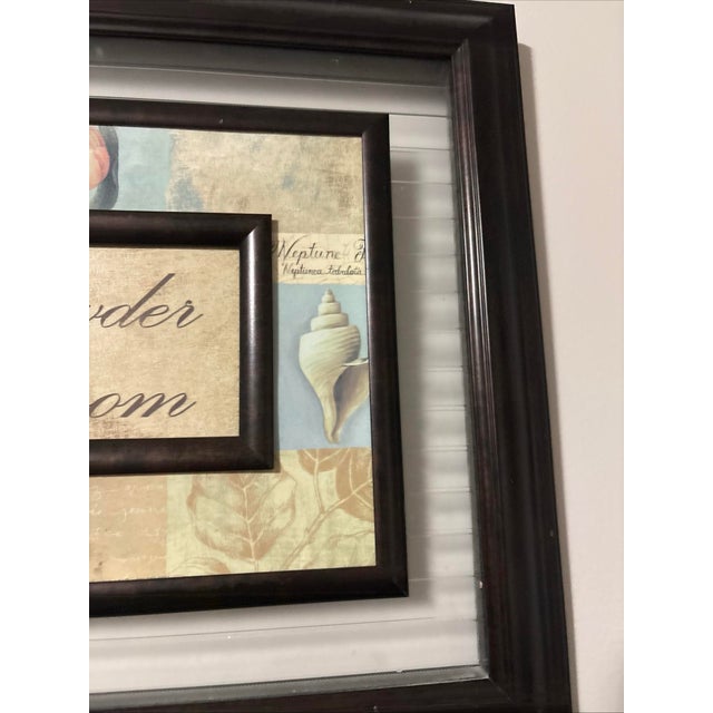 Wood Vintage Powder Room Picture Wood and Glass For Sale - Image 7 of 11