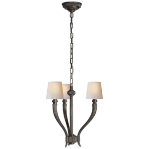 Chapman & Myers for Visual Comfort Signature Ruhlmann Small Chandelier in Bronze with Natural Paper Shades