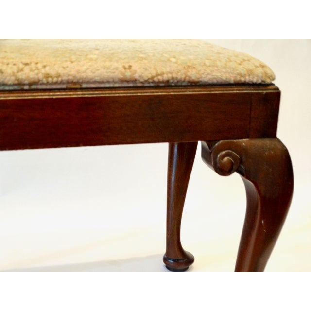 Queen Anne Style Upholstered Mahogany Bench For Sale - Image 9 of 12