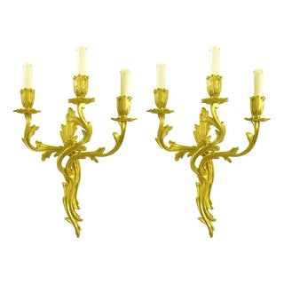 Vintage Wall Lights in Gilded Bronze, 1920s, Set of 2 For Sale