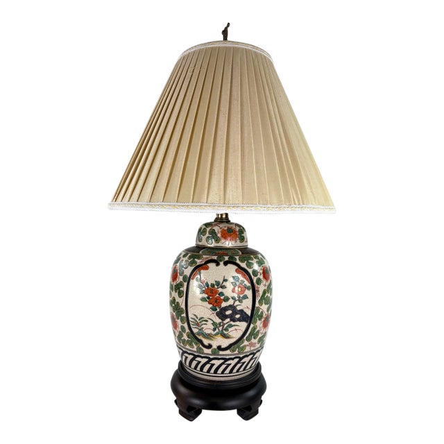 Frederick Cooper Hand Painted Chinese Pottery Table Lamp For Sale