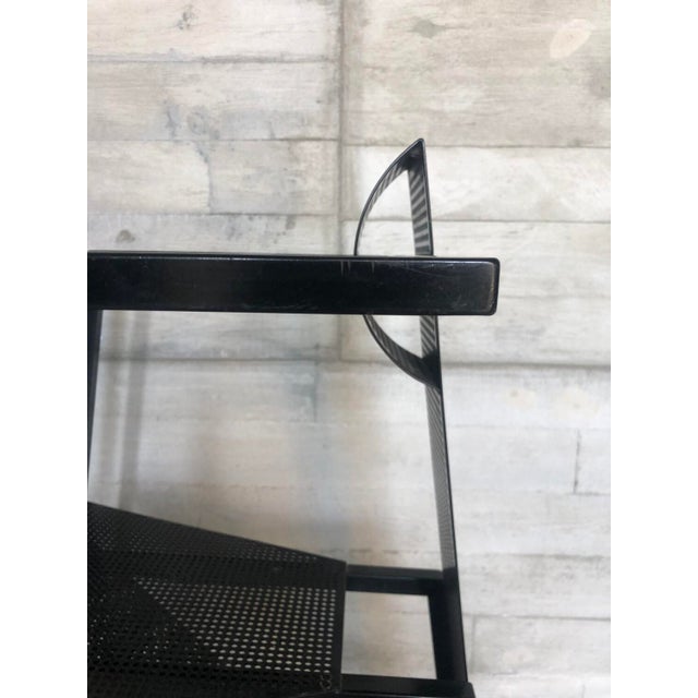 Vintage Sculptural Occasional Chair in Black Steel and Perforated Metal, 1980s For Sale - Image 10 of 12