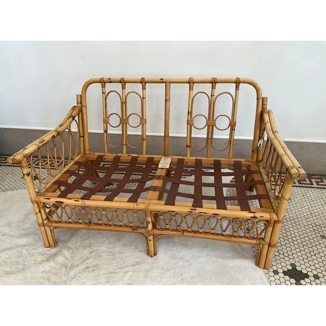 1970s Mid-Century Modern Broyhill Boho Rattan & Bamboo 2-Seater Sofa For Sale - Image 12 of 18