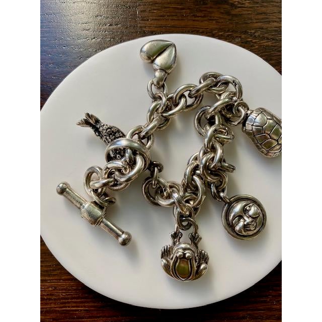 Vintage Barry Kieselstein-Cord Sterling Silver Link Bracelet With 5 Kc Charms, Discontinued, Collectible For Sale In Chicago - Image 6 of 8