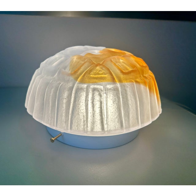 White Amber Plate Glass Ceiling Light, 1970s For Sale - Image 6 of 7