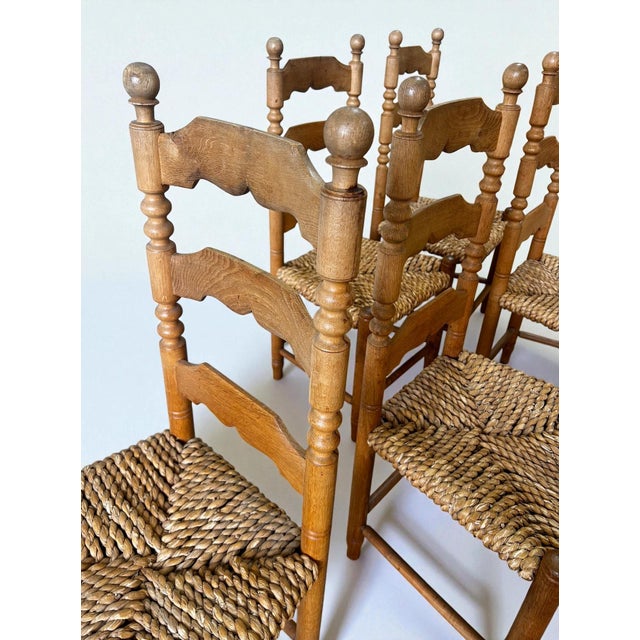 Vintage Brutalist Danish Oak Chairs by Hans Dau, 1940s, Set of 6 For Sale - Image 6 of 9
