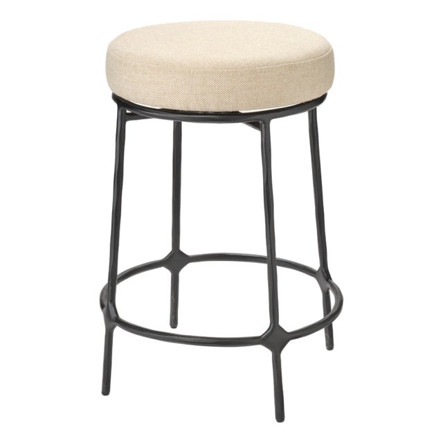 Jamie Young Asteria Iron Counter Stool, Black For Sale