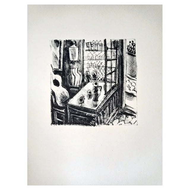 Jean Gabriel Daragnès, Interior with Guitar, 1946, Original Lithograph For Sale