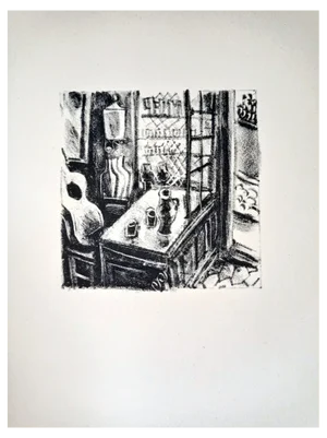 Jean Gabriel Daragnès, Interior with Guitar, 1946, Original Lithograph