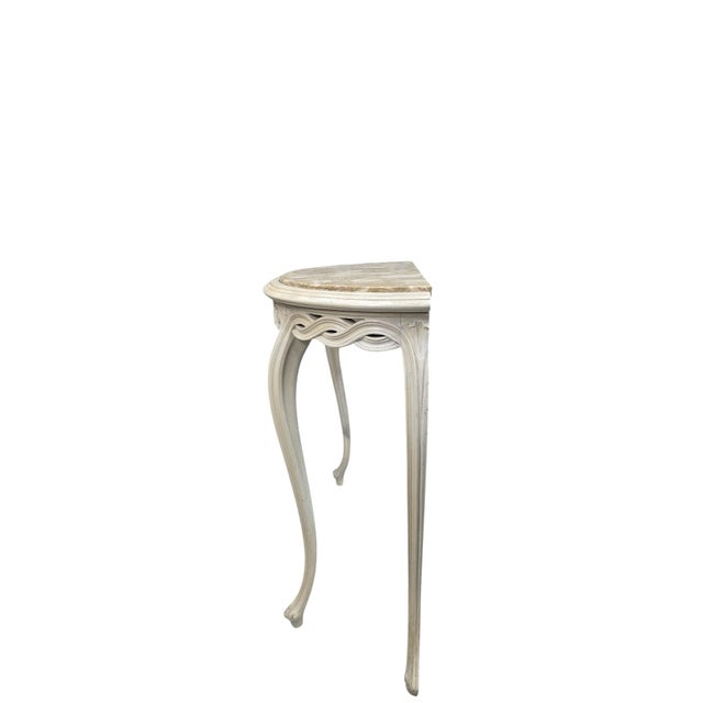 Vintage French Demilune Onyx Top Console Table With Braided Apron For Sale In Chicago - Image 6 of 10