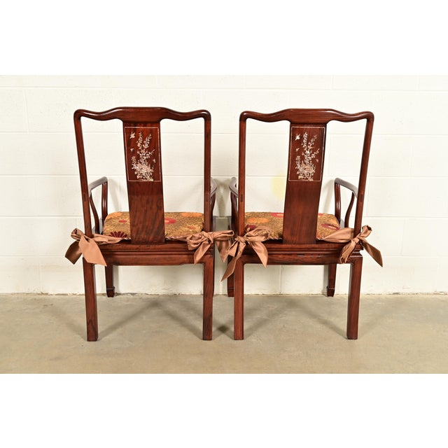 Antique Chinese Carved Rosewood Armchairs With Mother of Pearl Inlay, Circa 1890s For Sale - Image 13 of 15