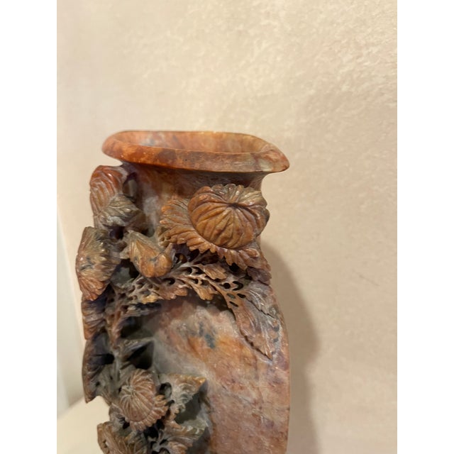 Antique Chinese Hand Carved Soapstone Vase For Sale In New York - Image 6 of 10