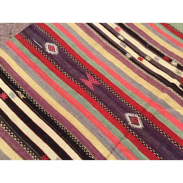 1960s Vintage Striped Turkish Kilim Rug - 71" X 117" For Sale - Image 5 of 11