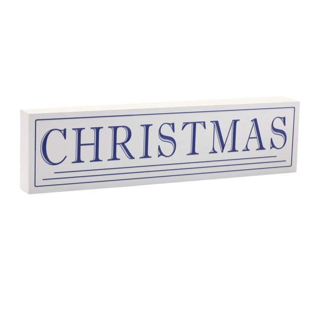 Celebrate the season with this charming "Christmas" sentiment sign. Featuring wintry white and blue tones, this sign...