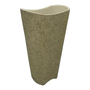 Mid-Century Modern Shawnee Art Pottery Vase With Light Green Basket Weave and Silver Accents Design #1408