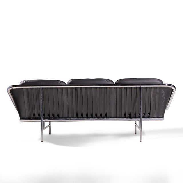 George Nelson for Herman Miller Mid Century Leather and Chrome Sling Sofa For Sale In Chicago - Image 6 of 9
