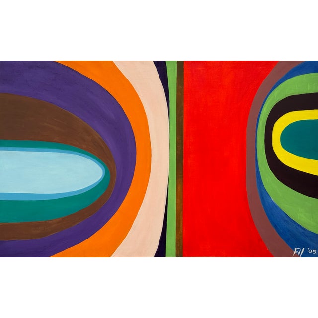 Large Contemporary Abstract Art "Cosmic Rainbow" on Canvas by British Artist by Contemporary British Artist. Symbolic...