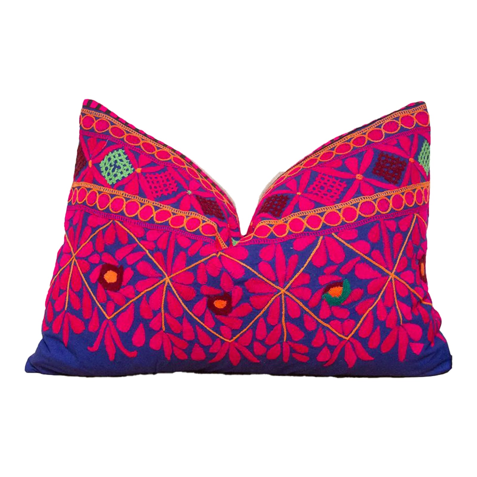 Devi Embroidered Floral Pillow | Chairish