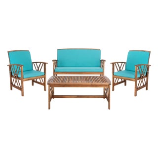 Fontana 4-Piece Outdoor Set, Natural/Aqua For Sale